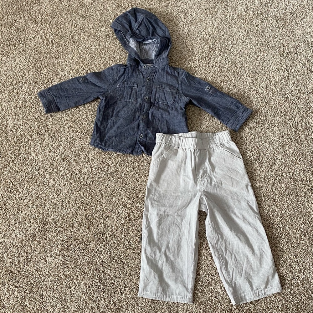 First impressions toddler boys button down shirt and pants outfit size 18 months